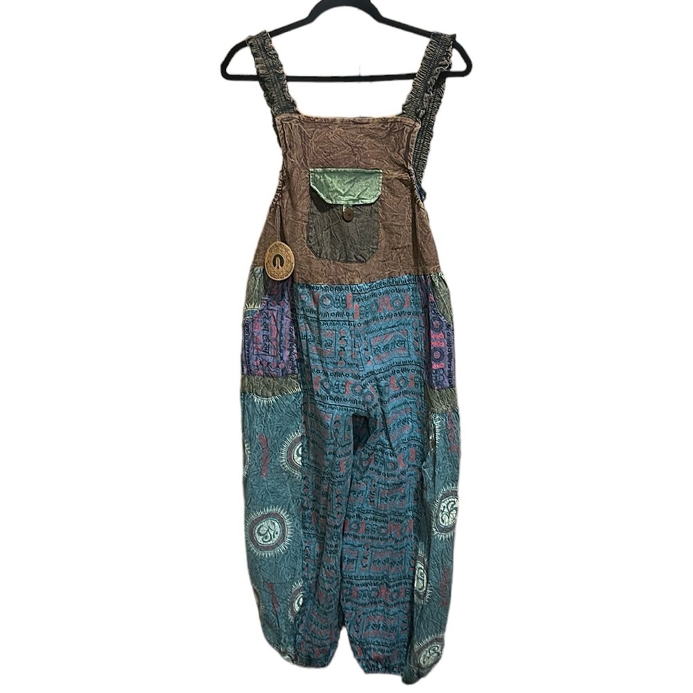 Kala Imports Patchwork Hippy Jumpsuit / Overalls Handmade in Nepal One Size NEW